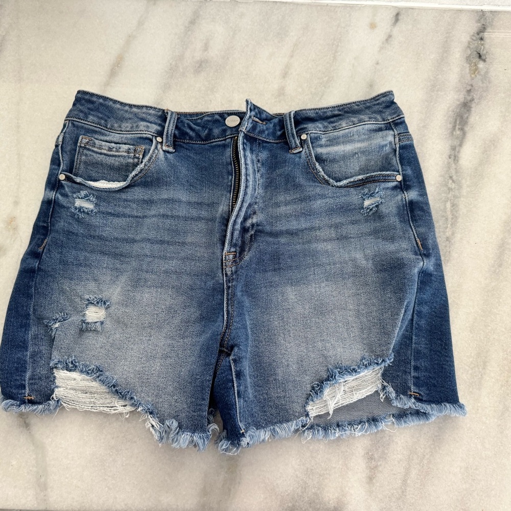 Stylish Blue Distressed Jean Shorts